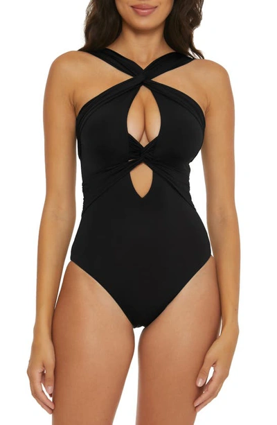 Shop Becca Color Code Twist One-piece Swimsuit In Black