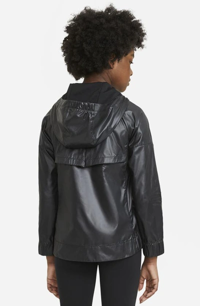 Shop Nike Sportswear Kids' Windrunner Water Repellent Hooded Jacket In Black/black/white
