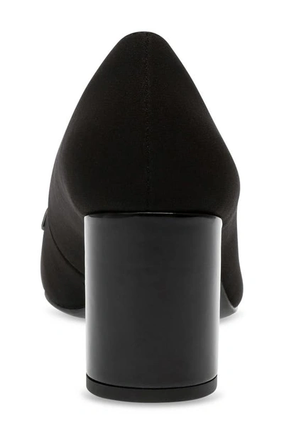 Anne Klein Tarin Womens Patent Trim Manmade Loafer Heels In Black Stretch