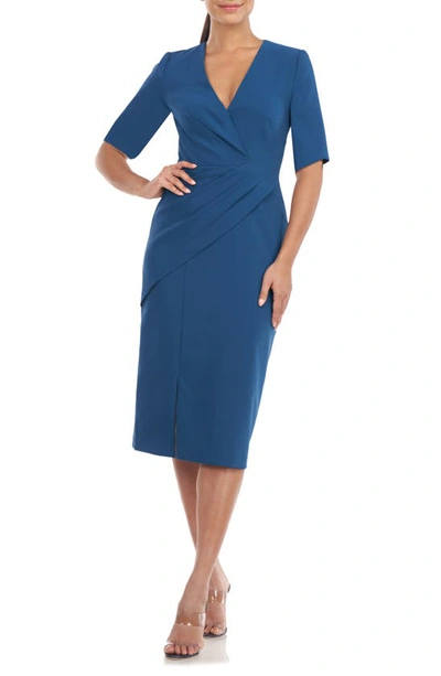 Shop Kay Unger Delani Midi Sheath Dress In Ink