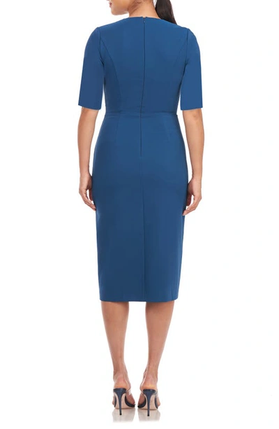 Shop Kay Unger Delani Midi Sheath Dress In Ink