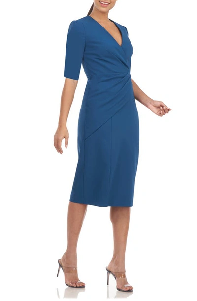 Shop Kay Unger Delani Midi Sheath Dress In Ink