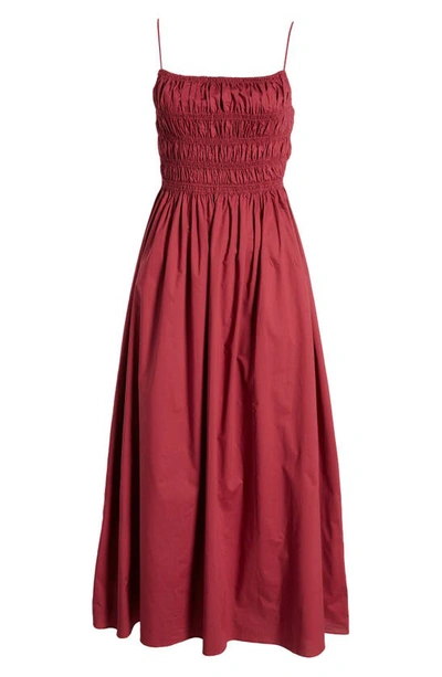 Shop Moon River Smocked Tie Back Midi Dress In Burgundy