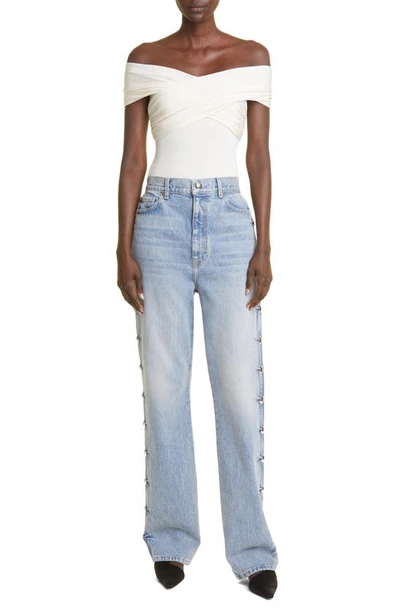 Shop Khaite Danielle Studded Straight Leg Jeans In Canton