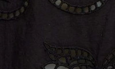 Shop Nili Lotan Mathilde Embroidered Long Sleeve Cotton Poplin Shirtdress In Black