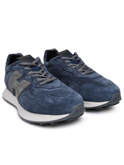 Shop Hogan H601 Blue Suede Sneakers