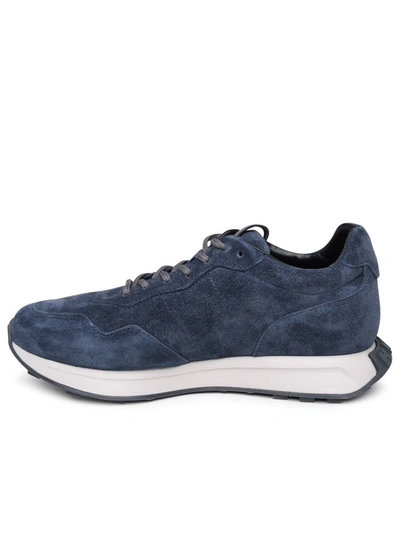 Shop Hogan H601 Blue Suede Sneakers