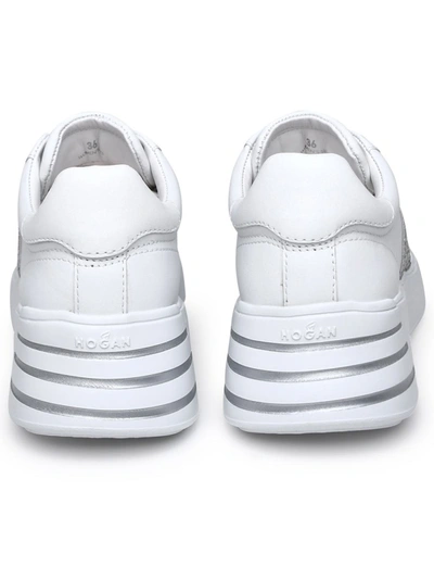 Shop Hogan Rebel White Leather Sneakers
