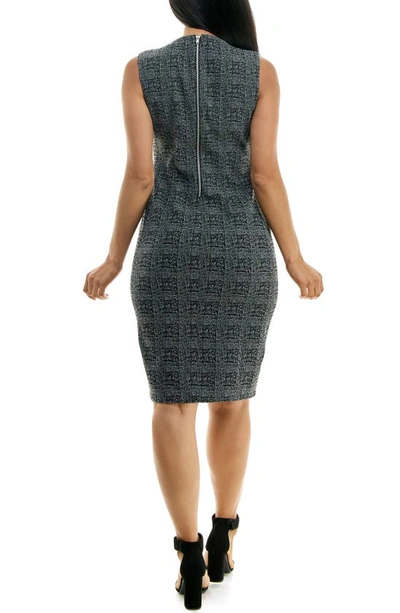 Nina Leonard U-neck Shift Dress In Black/ Grey