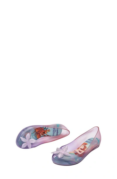 Shop Melissa X Disney® The Little Mermaid Mini Ultragirl Flat In Clear/ Purp