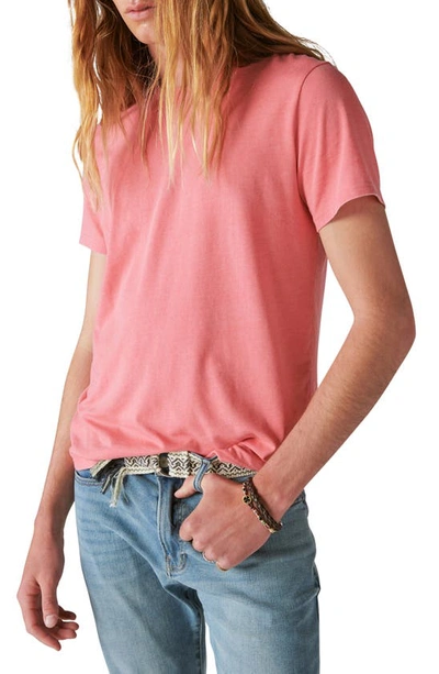 Shop Lucky Brand Venice Burnout Crewneck T-shirt In Sunkist Coral