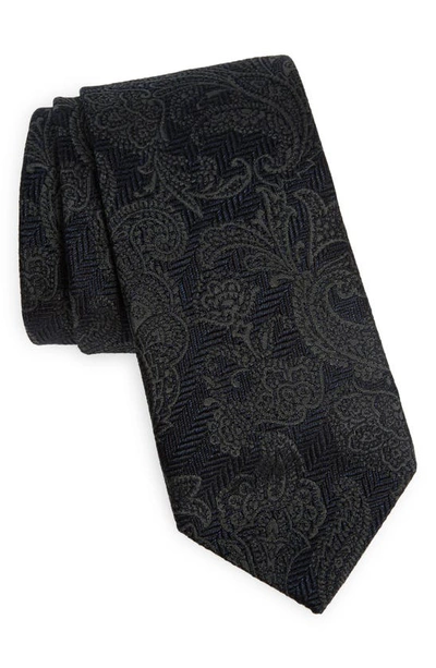 Shop Brunello Cucinelli Paisley Jacquard Silk & Virgin Wool Tie In Cf429-blue Grey