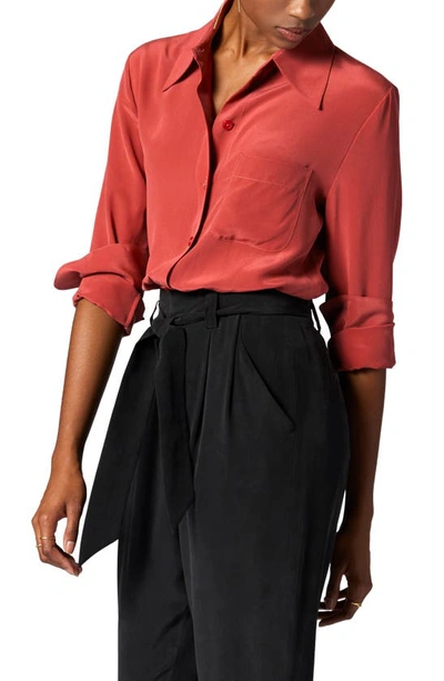 Shop Equipment Quinne Silk Button-up Shirt In Earth Red