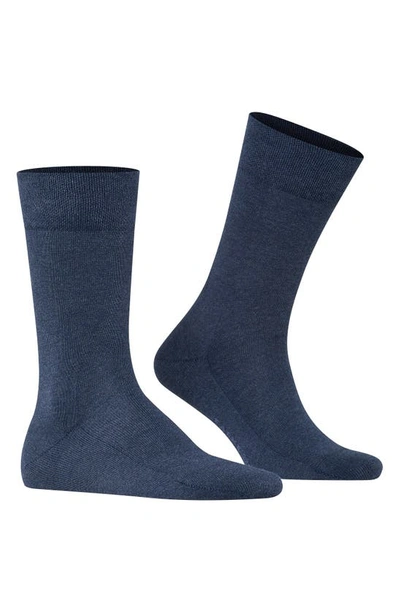 Shop Falke Sensitive London Cotton Blend Socks In Navy Melange