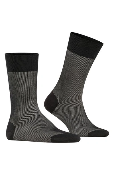 Shop Falke Fine Shadow Organic Cotton Blend Socks In Black-grey