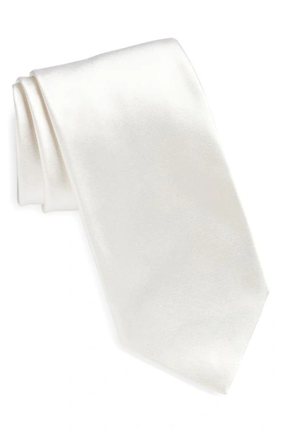 Shop Zegna Ties Silk Satin Tie In White