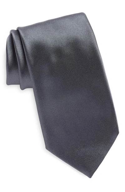 Shop Zegna Ties Silk Satin Tie In Grey