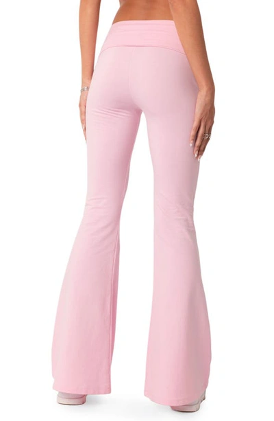 Edikted Naomi Flared Knit Pants In Light-pink