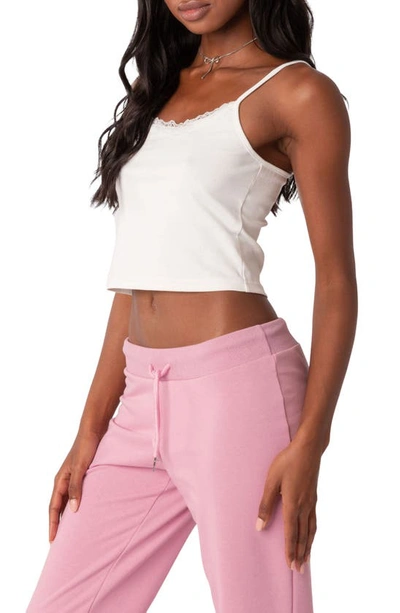 Edikted Lace Trim Crop Camisole In White