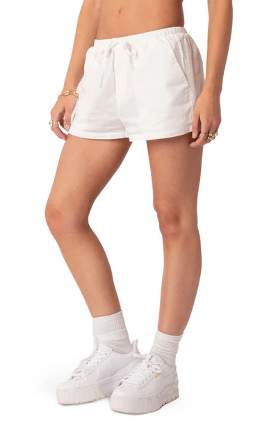 Edikted Leslie Cotton Drawstring Shorts In White