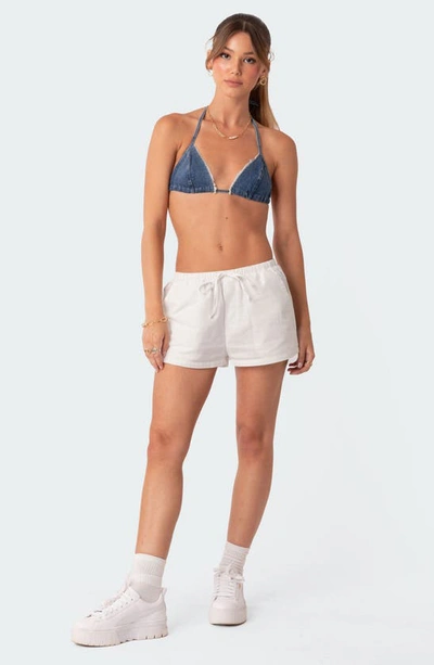 Edikted Leslie Cotton Drawstring Shorts In White