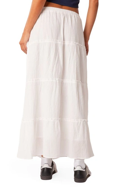 Shop Edikted Tiered Cotton Skirt In White