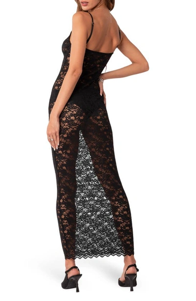Edikted Xandra Sheer Lace Maxi Dress In Black