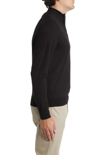Shop Peter Millar Crown Crafted Excursionist Flex Quarter Zip Merino Wool Blend Pullover In Black