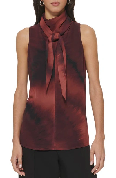 Shop Dkny Ombré Sleeveless Tie Neck Blouse In Bricklane Multi