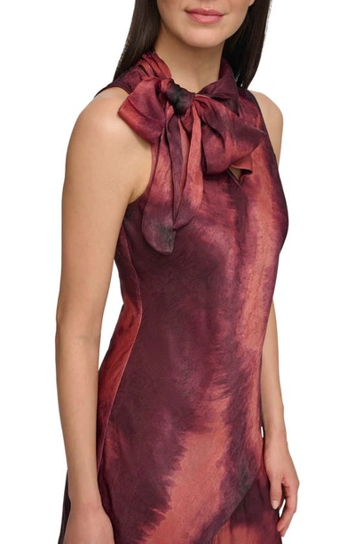 Shop Dkny Tie Neck Sleeveless Dress In Bricklane Multi