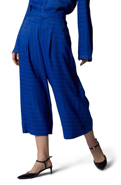 Equipment Thoras Wide-leg Cropped Pants In Surrealist Blue And True Black