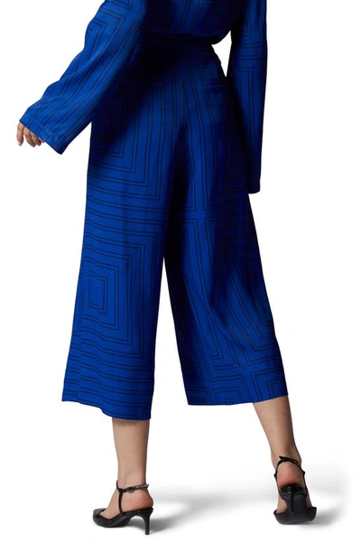 Shop Equipment Thoras Crop Wide Leg Trousers In Surrealist Blue And True Black