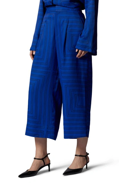 Shop Equipment Thoras Crop Wide Leg Trousers In Surrealist Blue And True Black