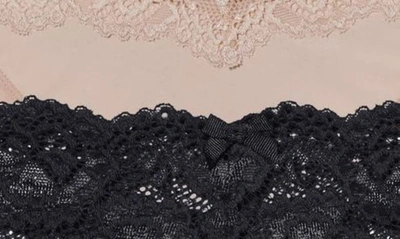 Shop Skarlett Blue 3-pack Goddess Lace Thongs In Black/ Beige/ Black