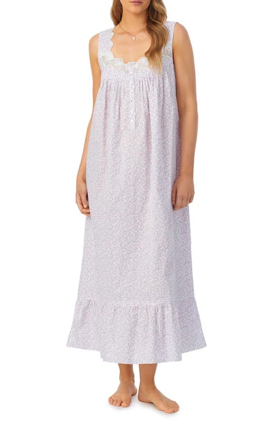 Shop Eileen West Ballet Sleeveless Cotton Nightgown In White Ditsy