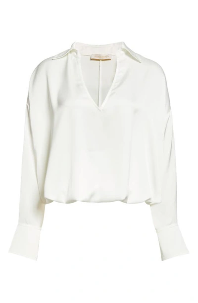 Shop Ramy Brook Perry Split Neck Shirt In Ivory