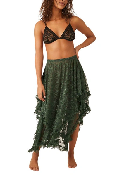 Shop Free People French Courtship Lace Half Slip In Evergreen