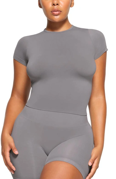 Shop Skims Soft Smoothing Seamless T-shirt In Pacific