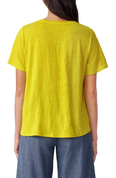 Shop Eileen Fisher Organic Linen Crewneck T-shirt In Sunbeam