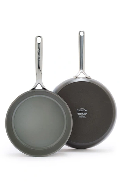 Shop Greenpan Gp5 10-inch & 12-inch Anodized Aluminum Ceramic Nonstick Frying Pan Set In Cocoa