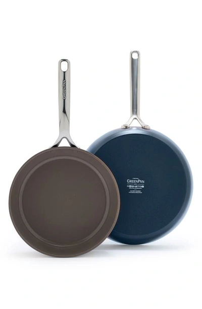 Shop Greenpan Gp5 10-inch & 12-inch Anodized Aluminum Ceramic Nonstick Frying Pan Set In Oxford Blue