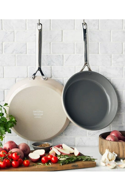 Shop Greenpan Gp5 10-inch & 12-inch Anodized Aluminum Ceramic Nonstick Frying Pan Set In Taupe