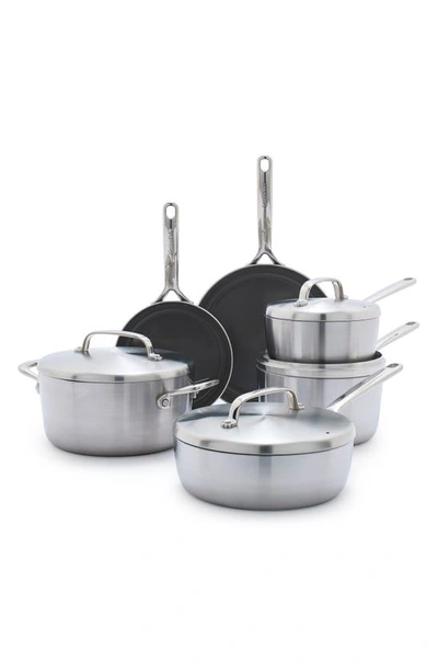 Greenpan Gp5 10-piece Nonstick Stainless Steel Cookware Set In Stainless Steel