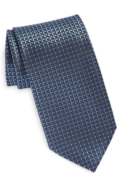 Shop Zegna Ties Cento Fili Silk Jacquard Tie In Blue