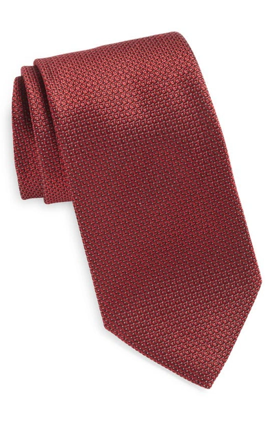 Shop Zegna Ties Brera Diamond Weave Silk Tie In Red