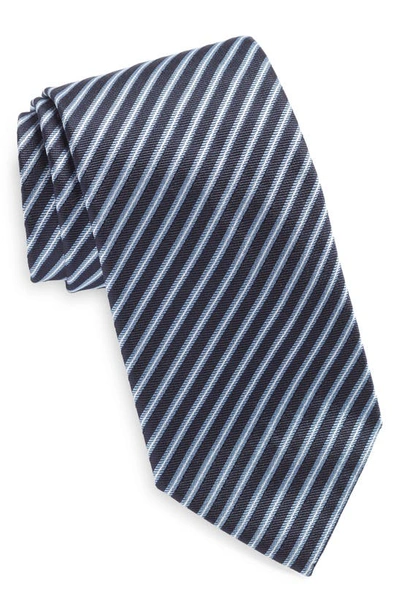 Shop Zegna Ties Brera Ivy Stripe Silk Tie In Navy