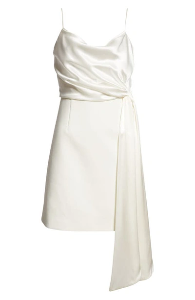 Shop Cinq À Sept Cara Mixed Media Tie Waist Dress In Ivory