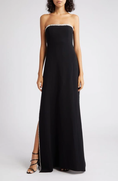 Shop Cinq À Sept Collins Embellished Strapless Gown In Black