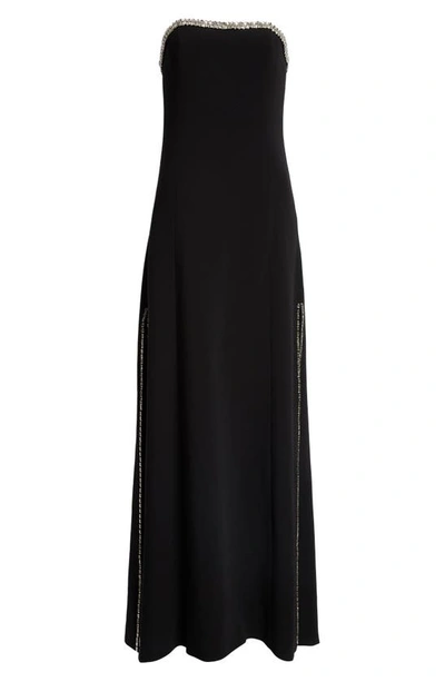 Shop Cinq À Sept Collins Embellished Strapless Gown In Black