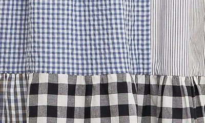 English Factory Patchwork Gingham Midi Dress In Black Multi